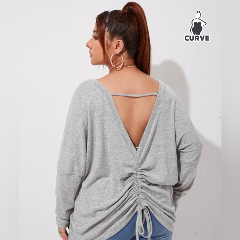 Shein Long-sleeve Open Back Top